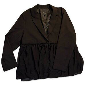 Simply Vera Vera Wang Black Twill Blazer with Peplum Chiffon Hem - XXL
